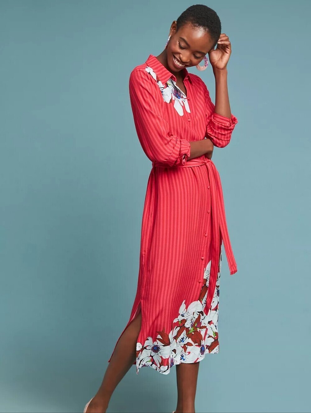 Anthropologie Blank Cudrey Floral Shirtdress XS